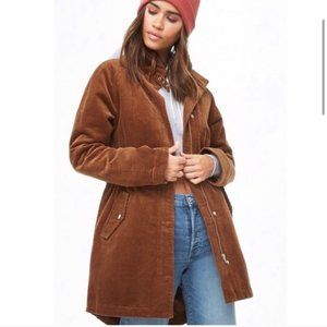 NWOT brown corduroy longline coat | S